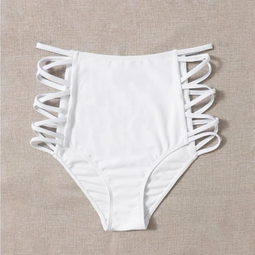 White high waisted swim bottom